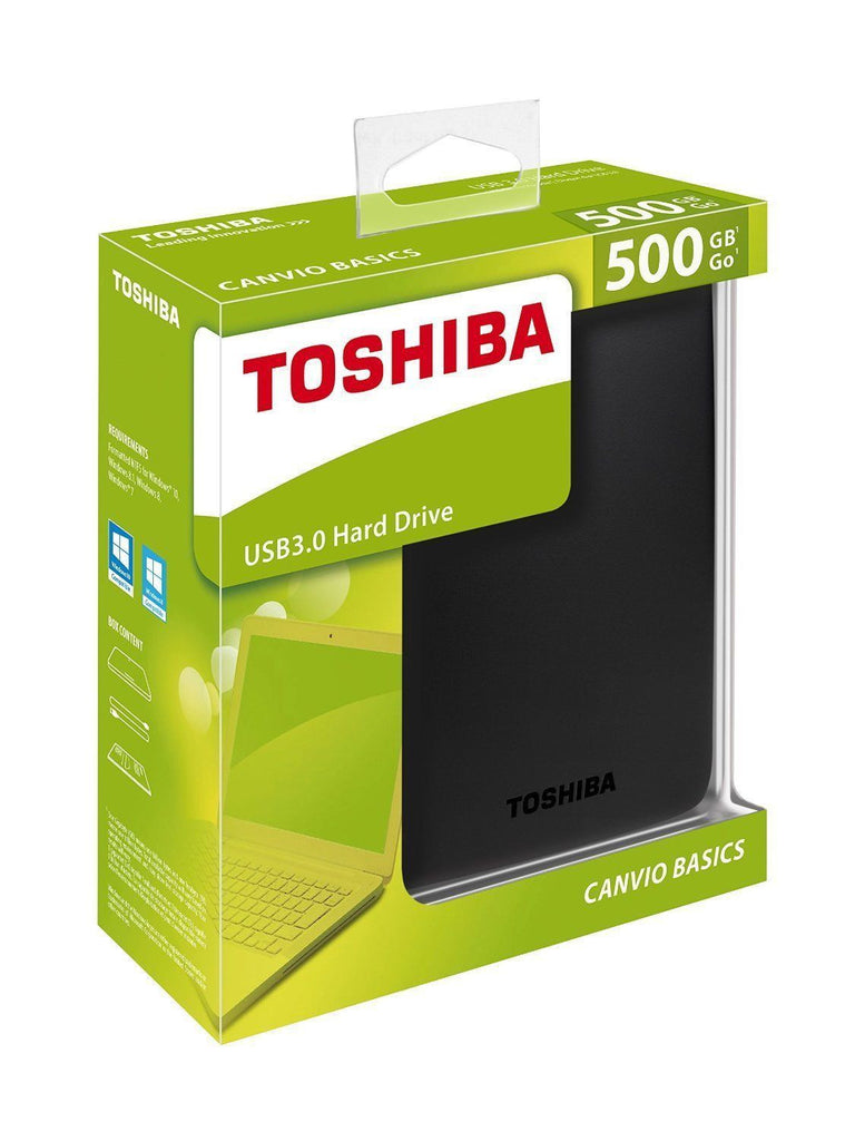 Toshiba HDTB305EK3AA 500GB Canvio Basics USB 3.0 Portable External Hard Drive -Black